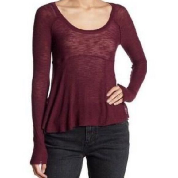Free People Burnout Knit Thermal Top XS - Picture 1 of 7